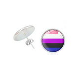 Genderfluid Pride Cabochon Stud Earrings Earrings PRIDE MODE