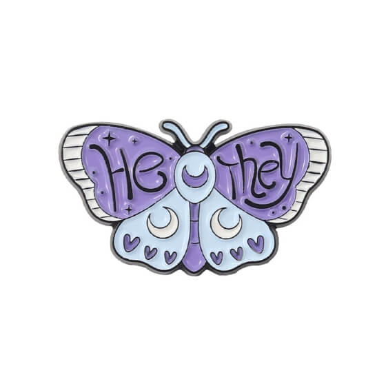Pronoun Butterfly Enamel Pin Pin PRIDE MODE