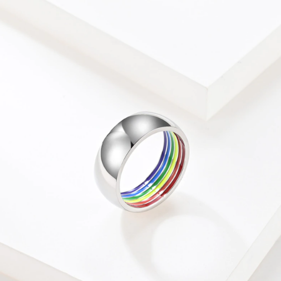 Hidden Rainbow Inner-Striped Ring Ring PRIDE MODE