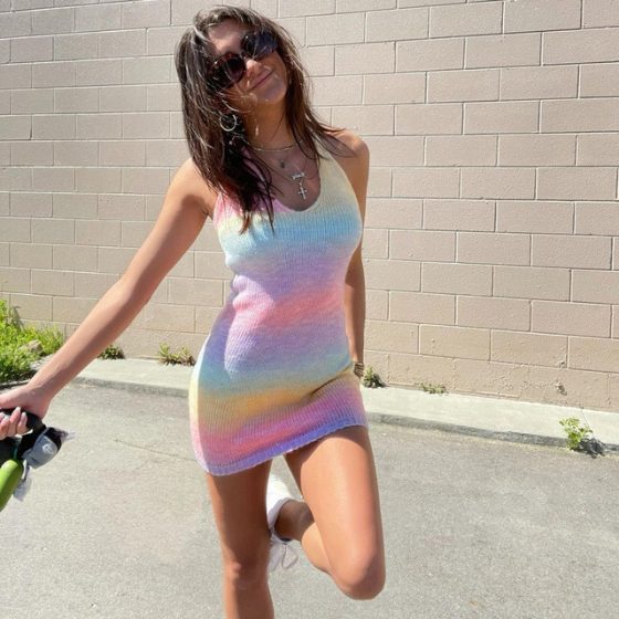 Knitted Rainbow Halter Beach Dress Dress PRIDE MODE
