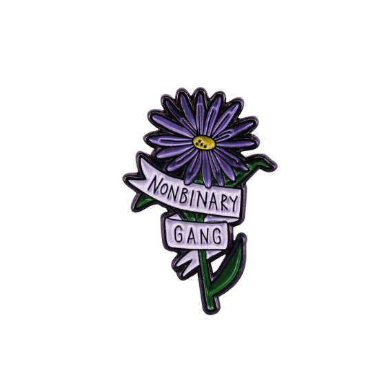 Nonbinary Gang Flower Enamel Pin Pin PRIDE MODE