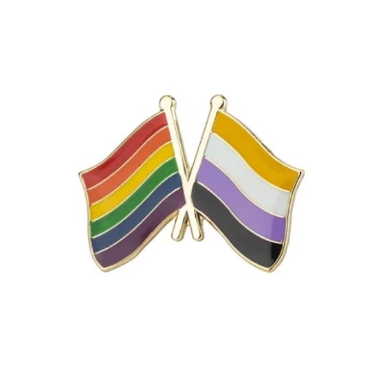 Nonbinary & Rainbow Pride Flags Enamel Pin Pin PRIDE MODE