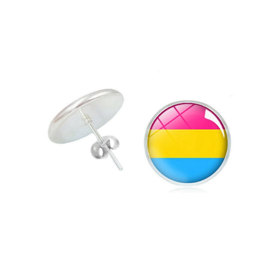 Pansexual Pride Cabochon Stud Earrings Earrings PRIDE MODE