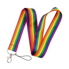 Rainbow Striped Pride Keychain Lanyard Lanyard PRIDE MODE