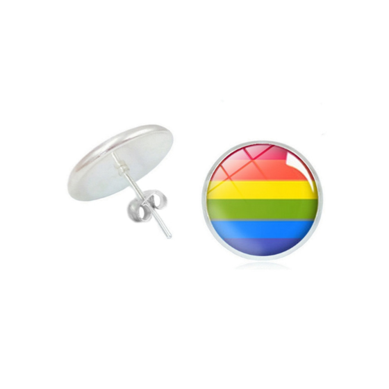 Rainbow Pride Cabochon Stud Earrings Earrings PRIDE MODE