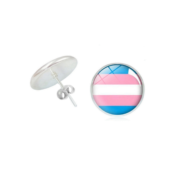 Transgender Pride Cabochon Stud Earrings Earrings PRIDE MODE