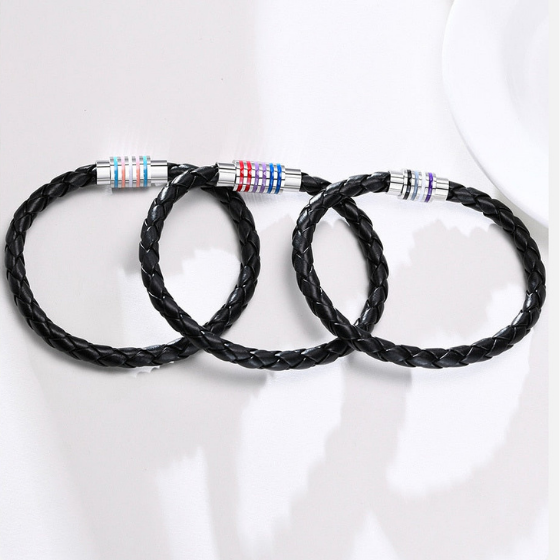 Bisexual Pride Leather Rope Bracelet Bracelets PRIDE MODE