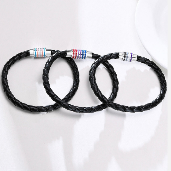 Transgender Pride Leather Rope Bracelet - PRIDE MODE