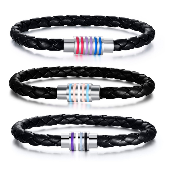 Transgender Pride Leather Rope Bracelet - PRIDE MODE