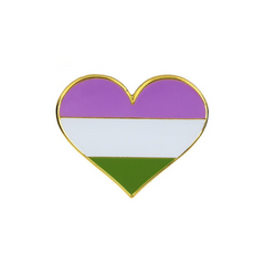 Genderqueer Pride Heart Enamel Pin Pin PRIDE MODE