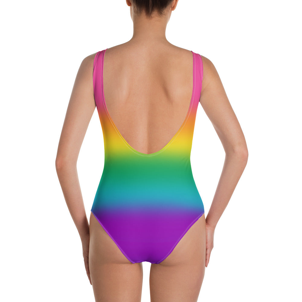Bright Rainbow Ombre Pride Open-back Swimsuit One-piece Swimsuit PRIDE MODE