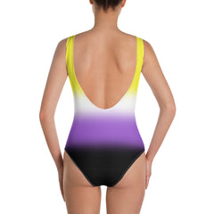 Non-binary Pride Ombre Open-back Swimsuit One-piece Swimsuit PRIDE MODE