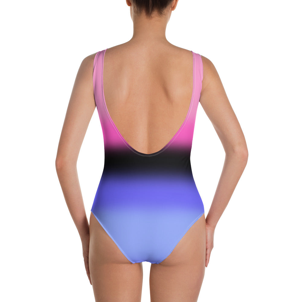 Omnisexual Pride Ombre Open-back Swimsuit One-piece Swimsuit PRIDE MODE