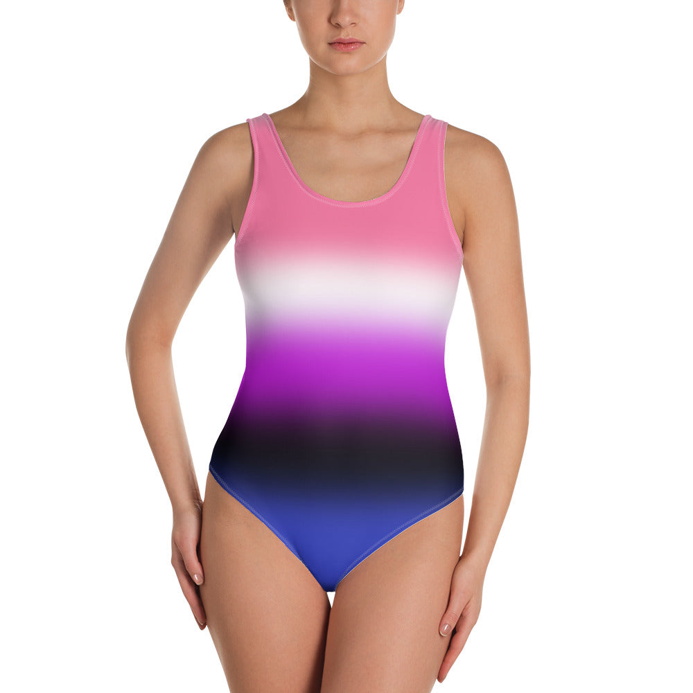 Genderfluid Pride Ombre Open-back Swimsuit One-piece Swimsuit PRIDE MODE