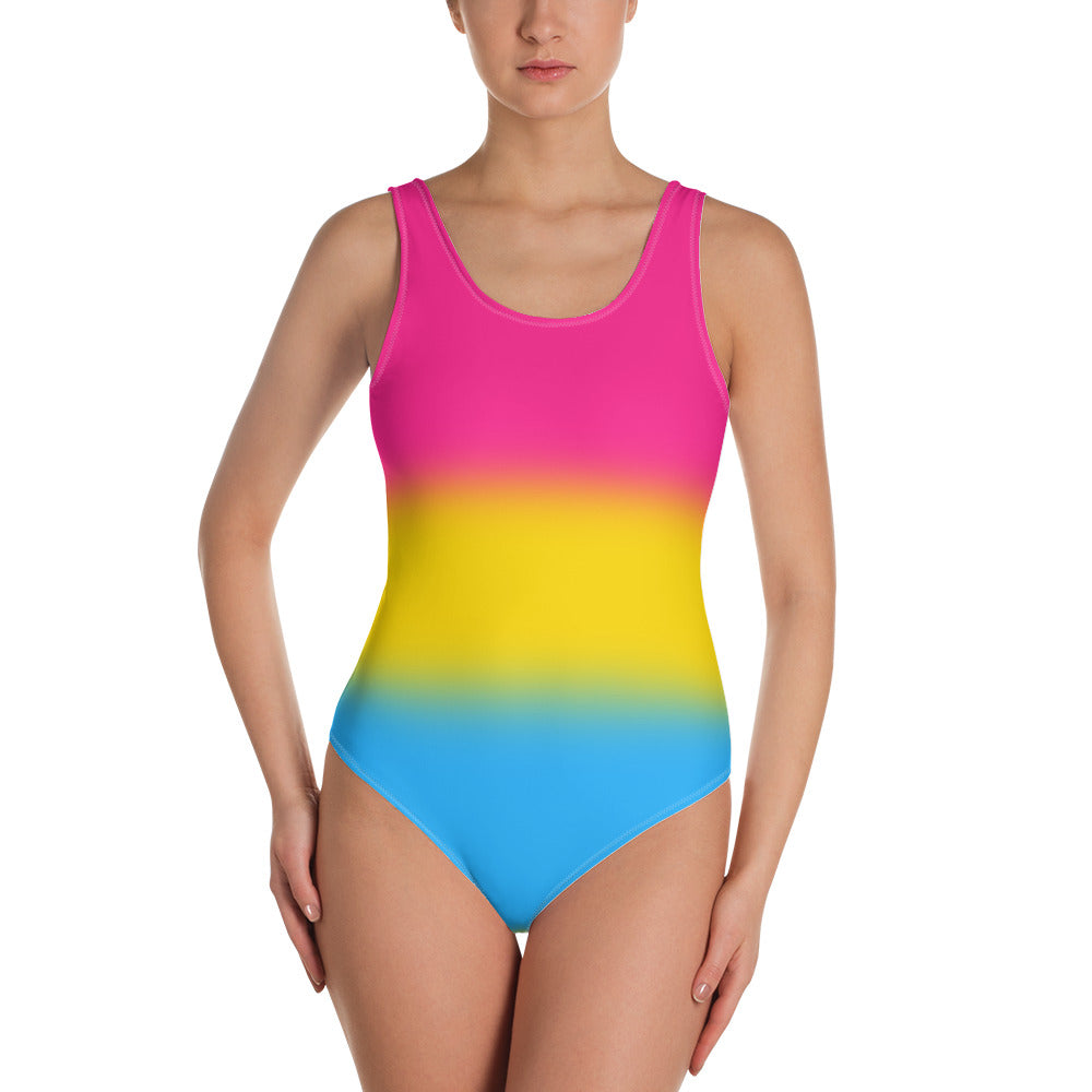 Pansexual Pride Ombre Open-back Swimsuit One-piece Swimsuit PRIDE MODE