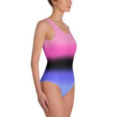 Omnisexual Pride Ombre Open-back Swimsuit One-piece Swimsuit PRIDE MODE