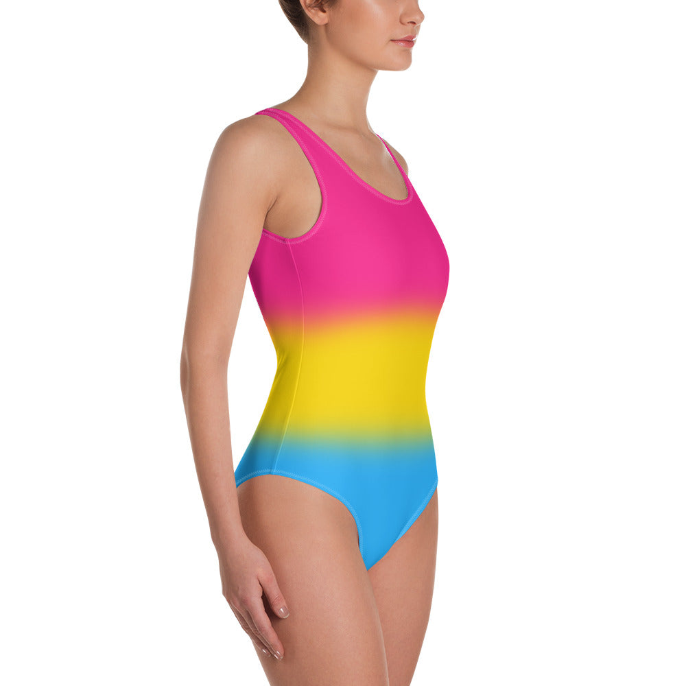 Pansexual Pride Ombre Open-back Swimsuit One-piece Swimsuit PRIDE MODE