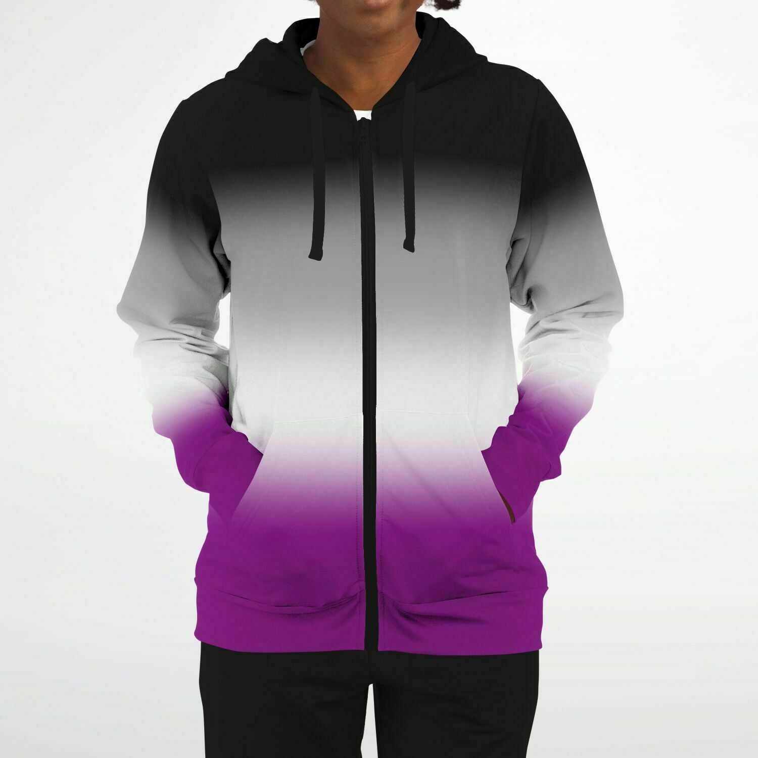 Asexual Pride Ombre Full-Zip Hoodie Full-Zip Hoodie PRIDE MODE