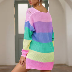 Pastel Rainbow Stripe Knit Sweater Sweater PRIDE MODE